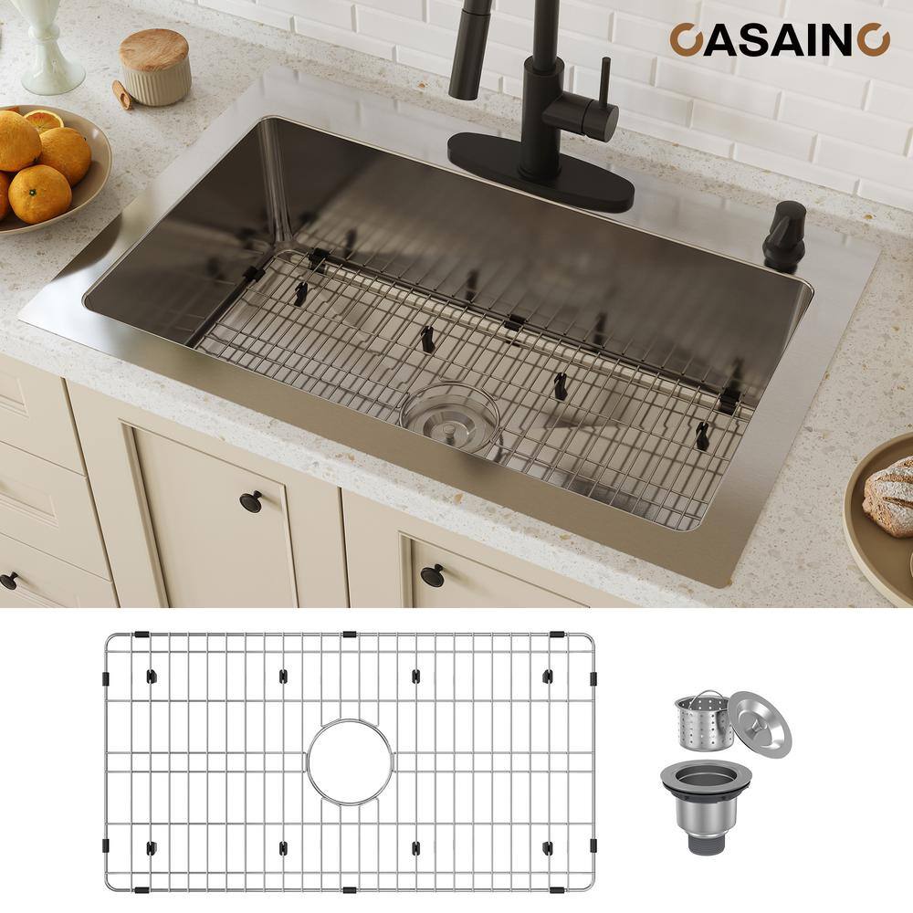 33'' Stainless Steel Drop-In Single Bowl Kitchen Sink