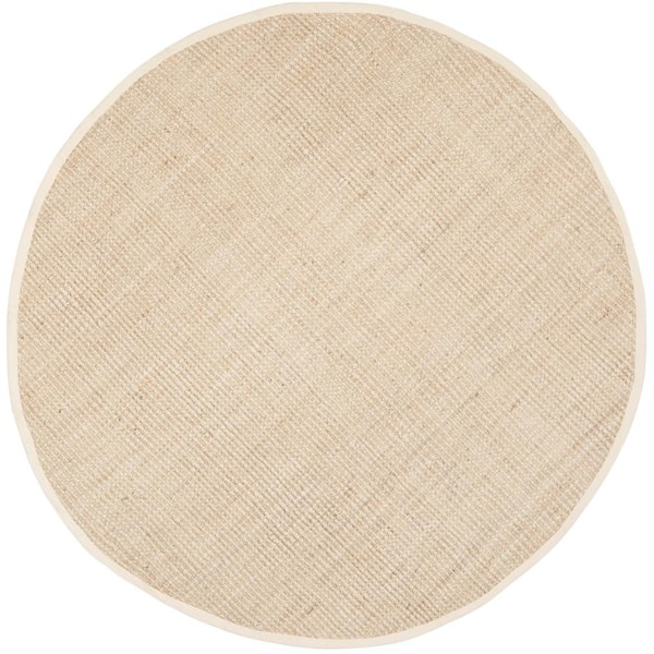 SAFAVIEH Natural Fiber Ivory 9 ft. x 9 ft. Round Solid Area Rug NF730A ...