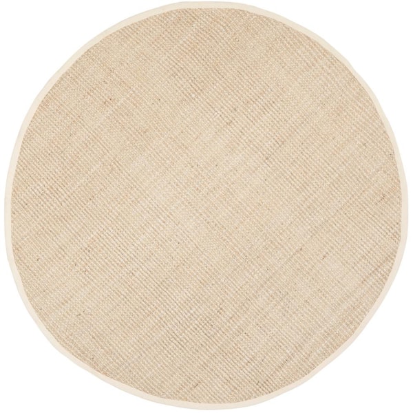 Natural Fiber Ivory 9 ft. x 9 ft. Round Solid Area Rug