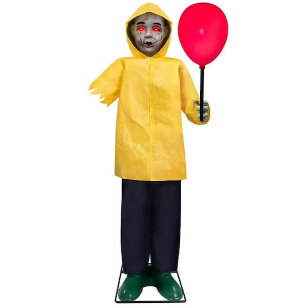 4 ft. Life Size Animatronics Prop with Glowing Balloon, Scary Decor for Home, Garden, Lawn