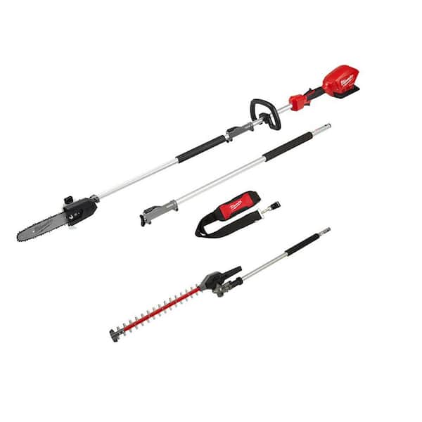 Milwaukee M18 Fuel 10 in. 18V Lithium-Ion Brushless Electric Cordless Pole Saw with M18 Quik-Lok Hedge Trimmer Attachment (2-Tool)
