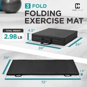 PROSOURCEFIT Bi-Fold Folding Thick Exercise Mat Grey 6 ft. x 2 ft. x 1.5  in. Vinyl and Foam Gymnastics Mat (Covers 12 sq. ft.) ps-1941-dfm-grey -  The Home Depot