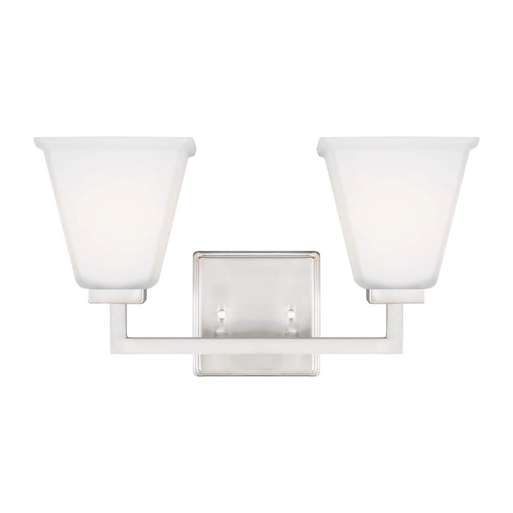 Ellis Harper Brushed Nickel 2-Light Vanity with Etched Glass