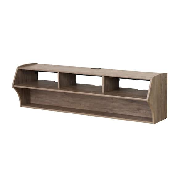 Prepac Altus 58 in. Drifted Gray Composite Floating Entertainment Center Fits TVs Up to 60 in. with Wall Mount Feature