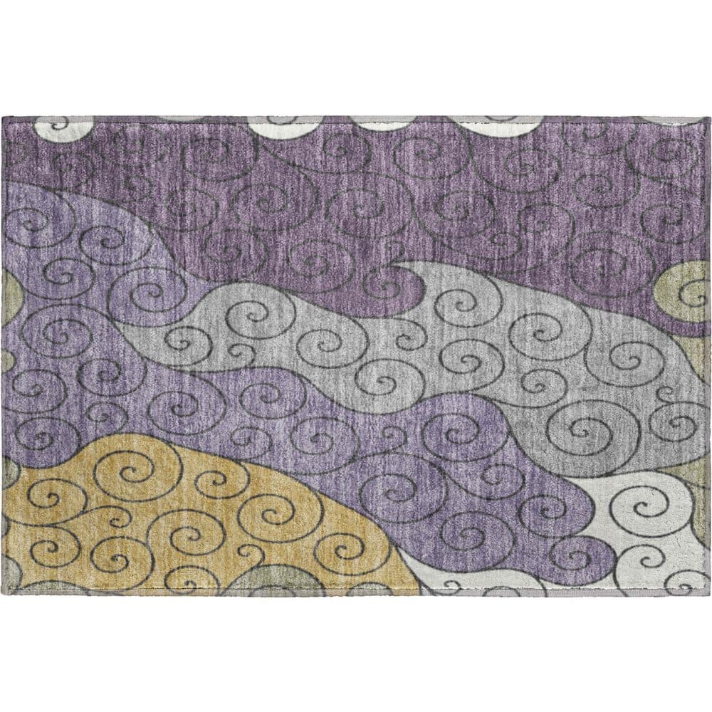 Mayfield Premium Machine Washable Abstract AMF2464 Plum 3 ft. x 4 ft. Area Rug price history on PriceWatchPro