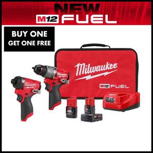 M12 FUEL 12V Lithium-Ion Brushless Cordless Hammer Drill and Impact Driver Combo Kit w/2 Batteries and Bag (2-Tool)