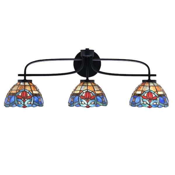 Unbranded Olympia 28.25 in. 3-Light Matte Black Vanity Light