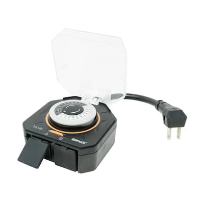 Woods 15-Amp 24-Hour Outdoor Plug-In Heavy-Duty Dual-Outlet Mechanical ...