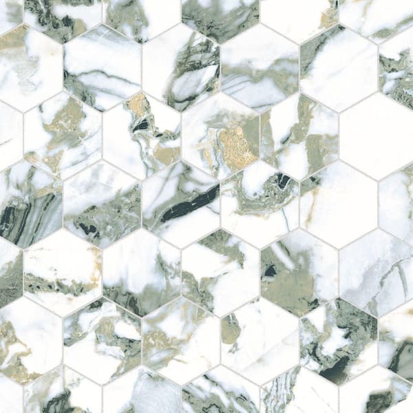Touche 4 in. Hex Jade 12 in. x 14 in. Porcelain Floor and Wall Mosaic Tile (6.78 sq. ft./Case)