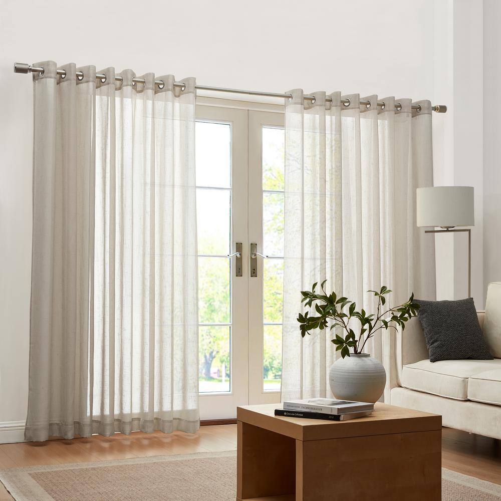 Natural Extra Wide Sheer Polyester Grommet Panel Curtains