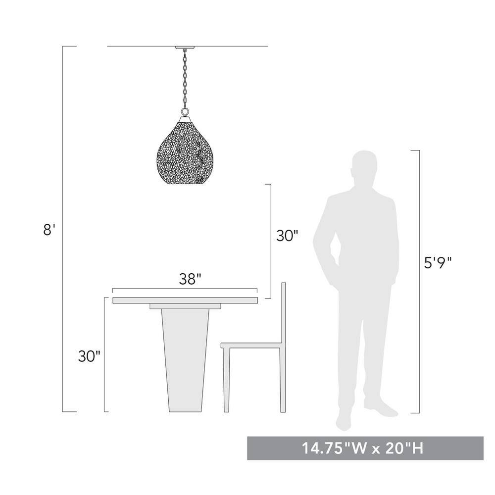 Ariella Matte Black Pendant with Hammered Glass Shade