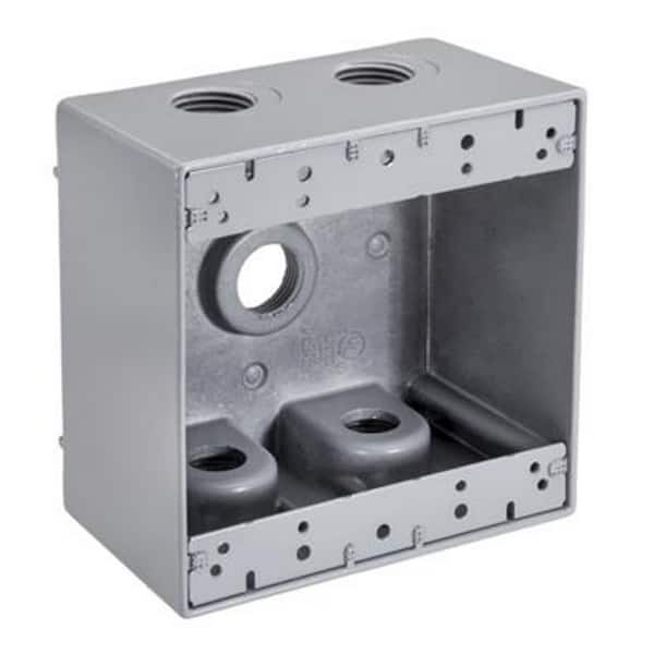 Southwire 3/4 in. Weatherproof 5-Hole Deep Double Gang Box