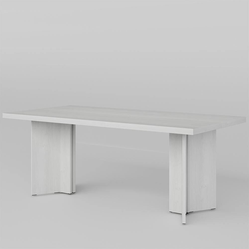63 in. Rectangular White Engineered Wood Executive Desk with Large Tabletop for Home Office
