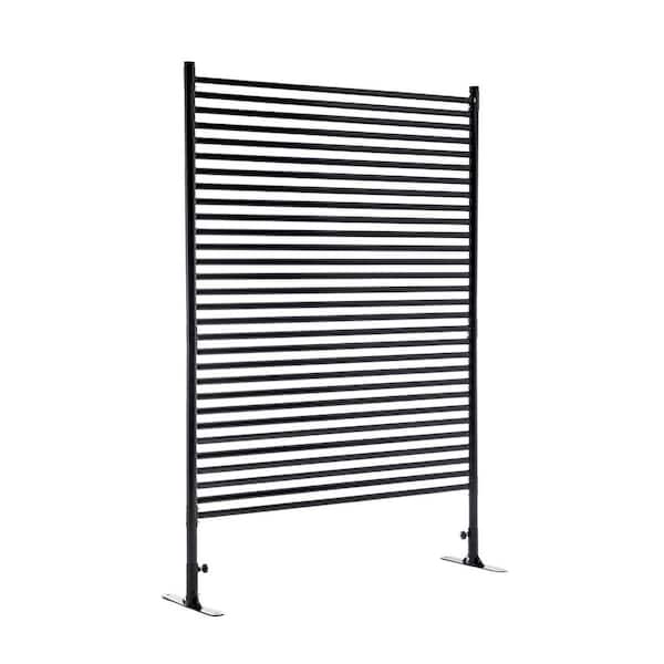 5.94 ft. H x 3.88 ft. W Steel Decorative Garden Fence, Outdoor Privacy Screens, Privacy Fence Panels with Stand in Black