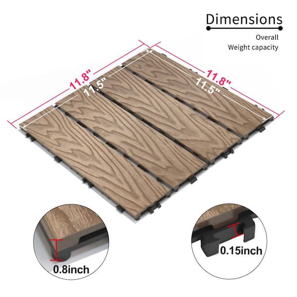 Tidoin Outdoor 1 ft. x 1 ft. Composite Deck Tile in Oak(22 Per Box)