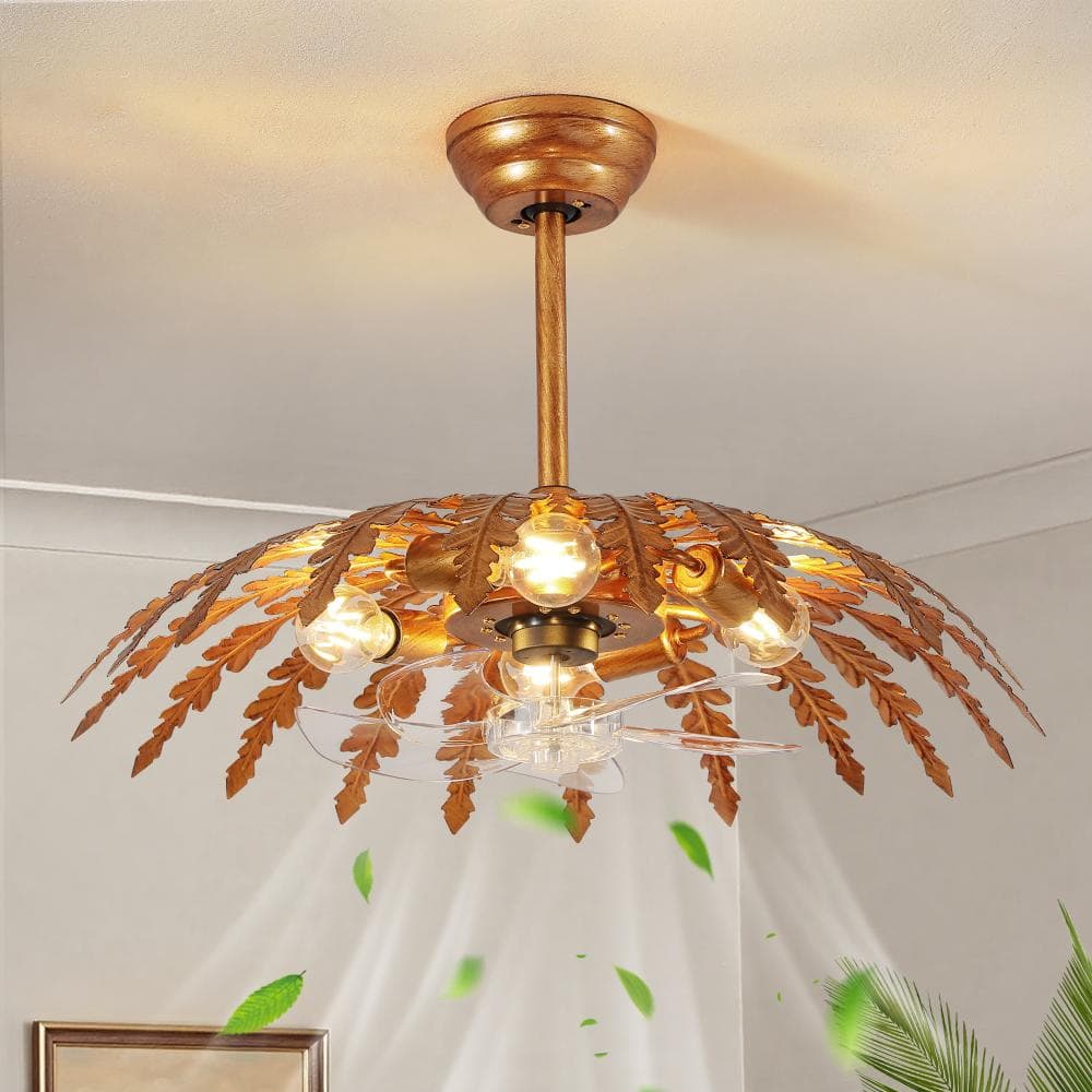 26 In. Rustic Ceiling Fan with Light Kit And Remote Control, Ornate Leaf Design Fan Light for Bedroom price history on PriceWatchPro
