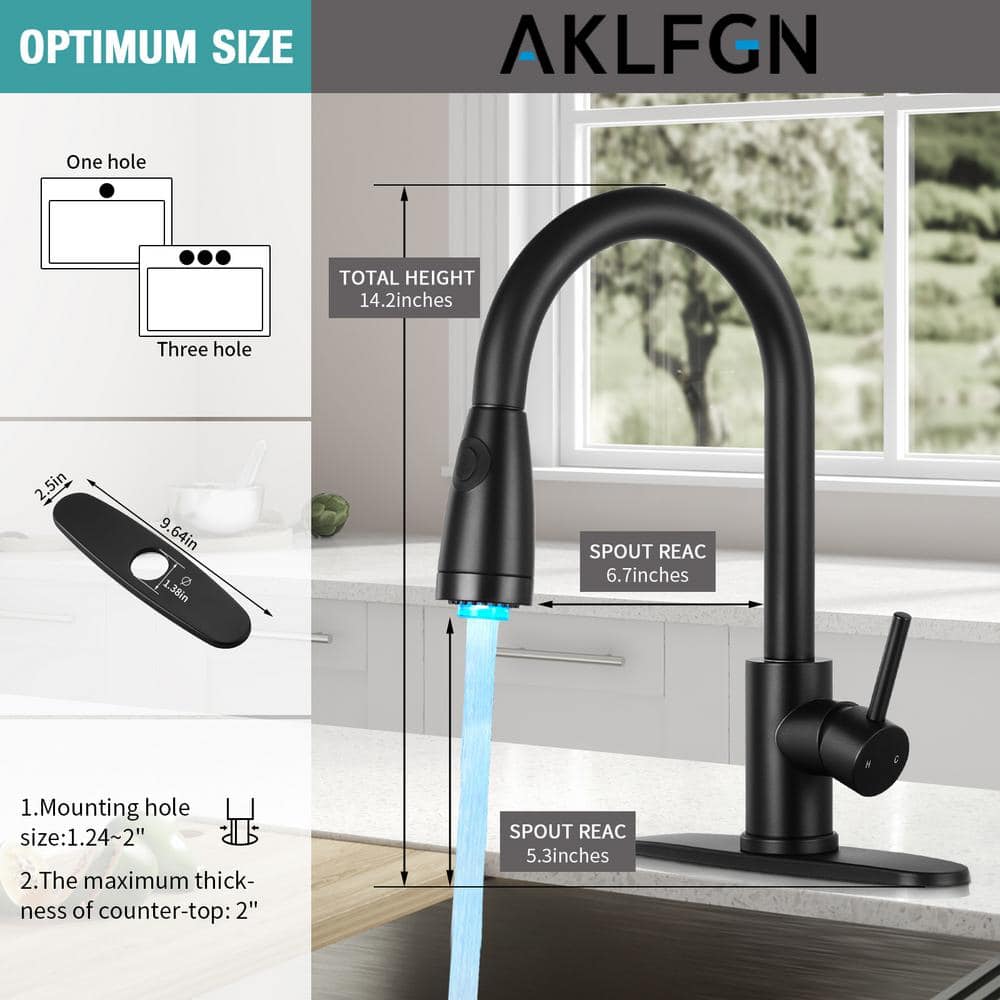 Matte Black High-Arc Single Handle Kitchen Faucet with Pull-out Spray