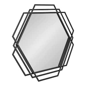 Kona 31.25 in. W x 30.25 in. H Black Hexagon Modern Framed Decorative Wall Mirror