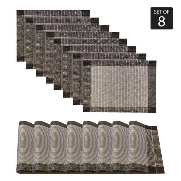 Dainty Home Palermo 13 in. x 19" In. Grays and Silver PVC Placemats Set of 8