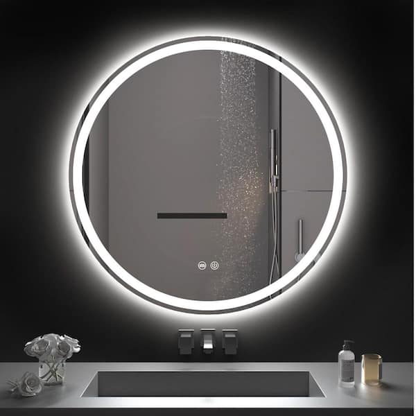 31 in. W x 31 in. H Round LED Anti-Fog Frameless Wall Mirror Bathroom Vanity Mirror With Front Light And Backlight