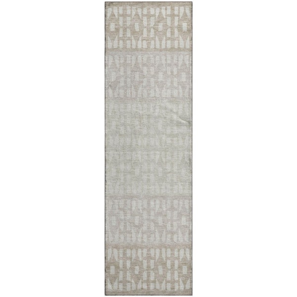 Mayfield Premium Machine Washable Abstract AMF964 Ivory 2 ft. 3 in. x 7 ft. 6 in. Runner Rug