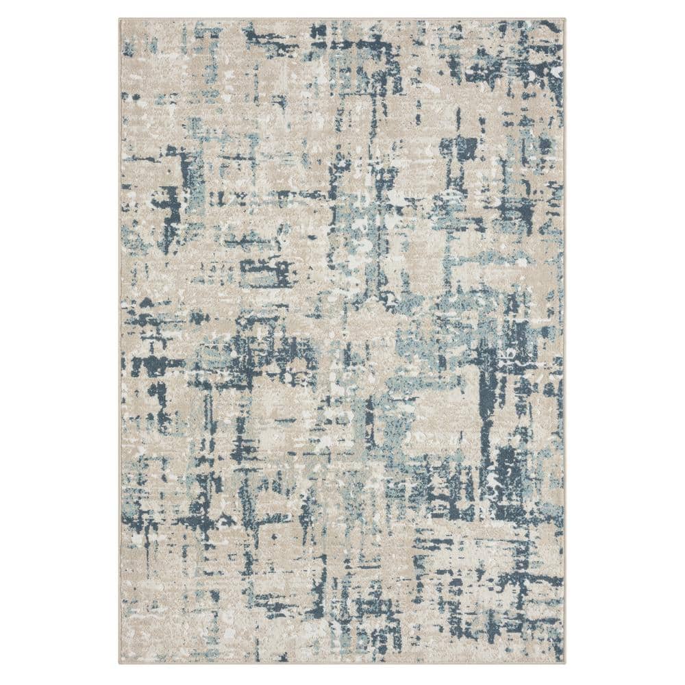 Iviana Gray/Blue 5 ft. 3 in. x 7 ft. 6 in. Contemporary Power-Loomed Abstra