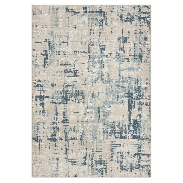 Unbranded Iviana Gray/Blue 5 ft. 3 in. x 7 ft. 6 in. Contemporary Power-Loomed Abstract Rectangle Area Rug