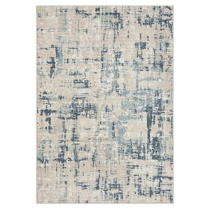 Iviana Gray/Blue 2 ft. 8 in. x 8 ft. Contemporary Power-Loomed Abstract Rectangle Area Rug