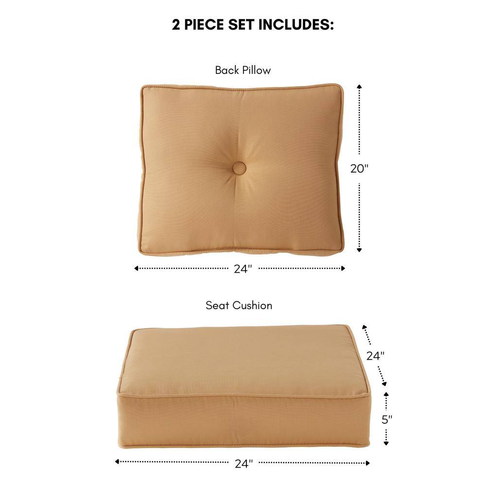 Wheat Yellow Sunbrella Fabric 2-Piece Deep Seat Cushion Set