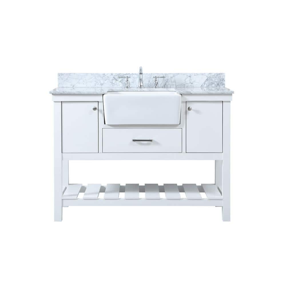 Timeless Home 48 in. W x 22 in. D x 34.13 in. H Bath Vanity in White with C