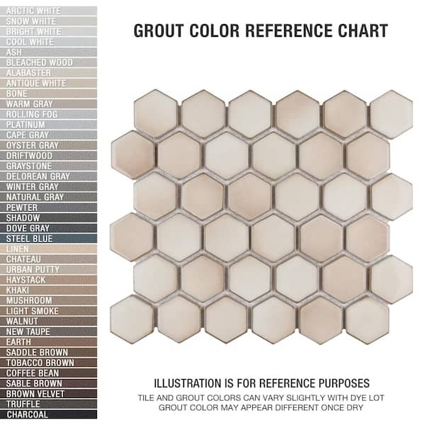 Merola Tile Hudson Due 2 in. Hex Truffle 11 in. x 13 in. Porcelain