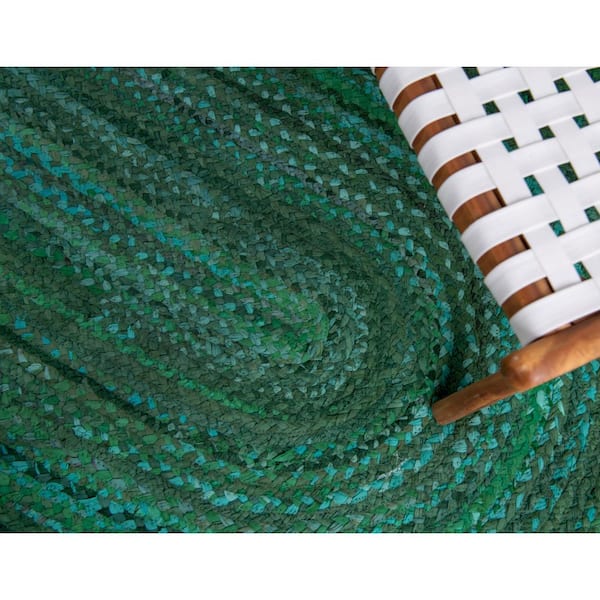 SUNDAR Oval Rug Braided with Recycled Fabric - L60 x W180 - Multicolour
