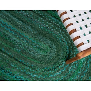 Braided Chindi Green 3 ft. x 3 ft. Round Area Rug