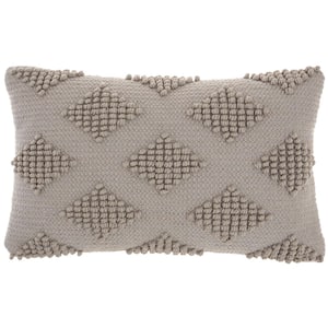 Lifestyles Light Gray Geometric 20 in. x 12 in. Rectangle Throw Pillow