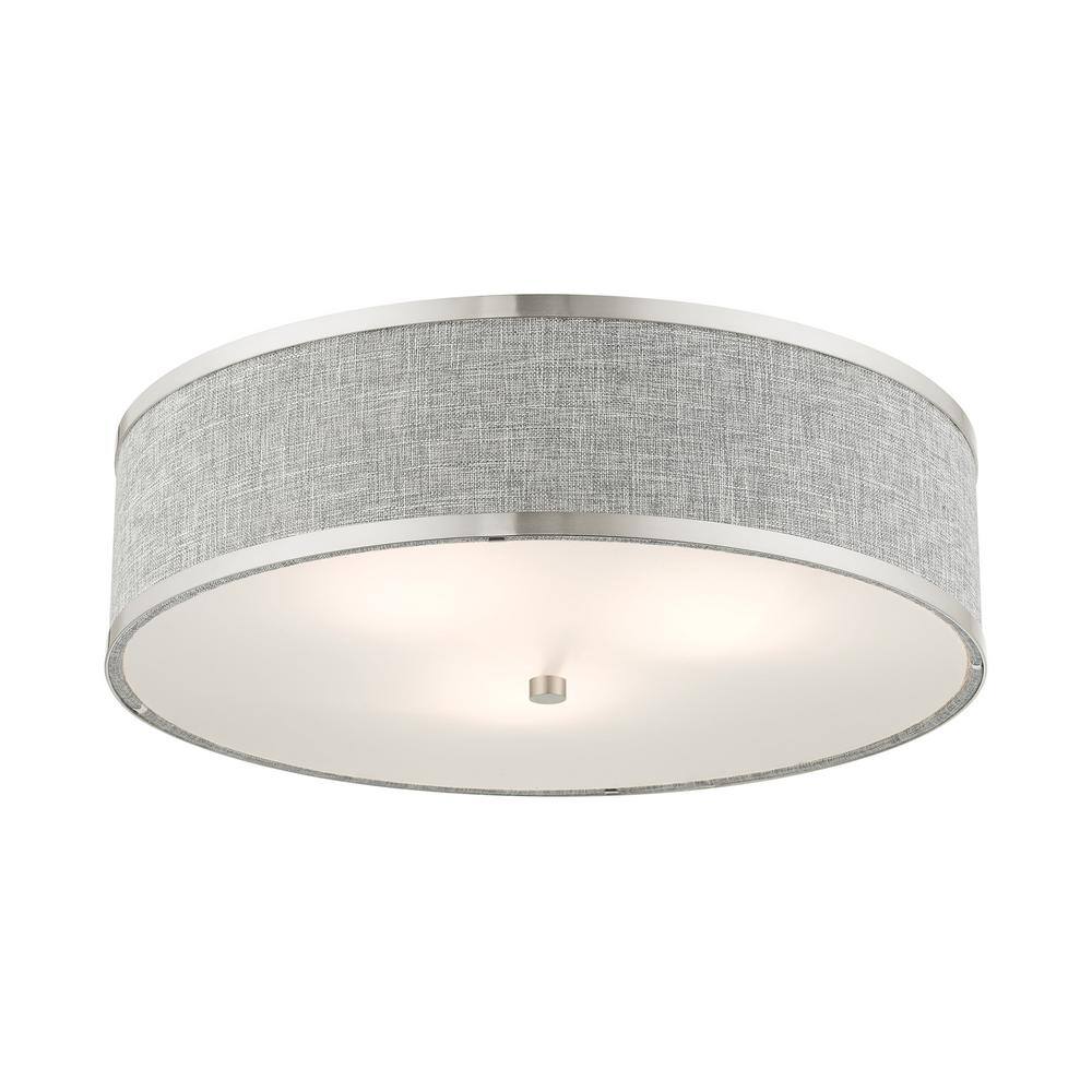 Elegant Brushed Nickel 3-Light LED Drum Ceiling Fixture