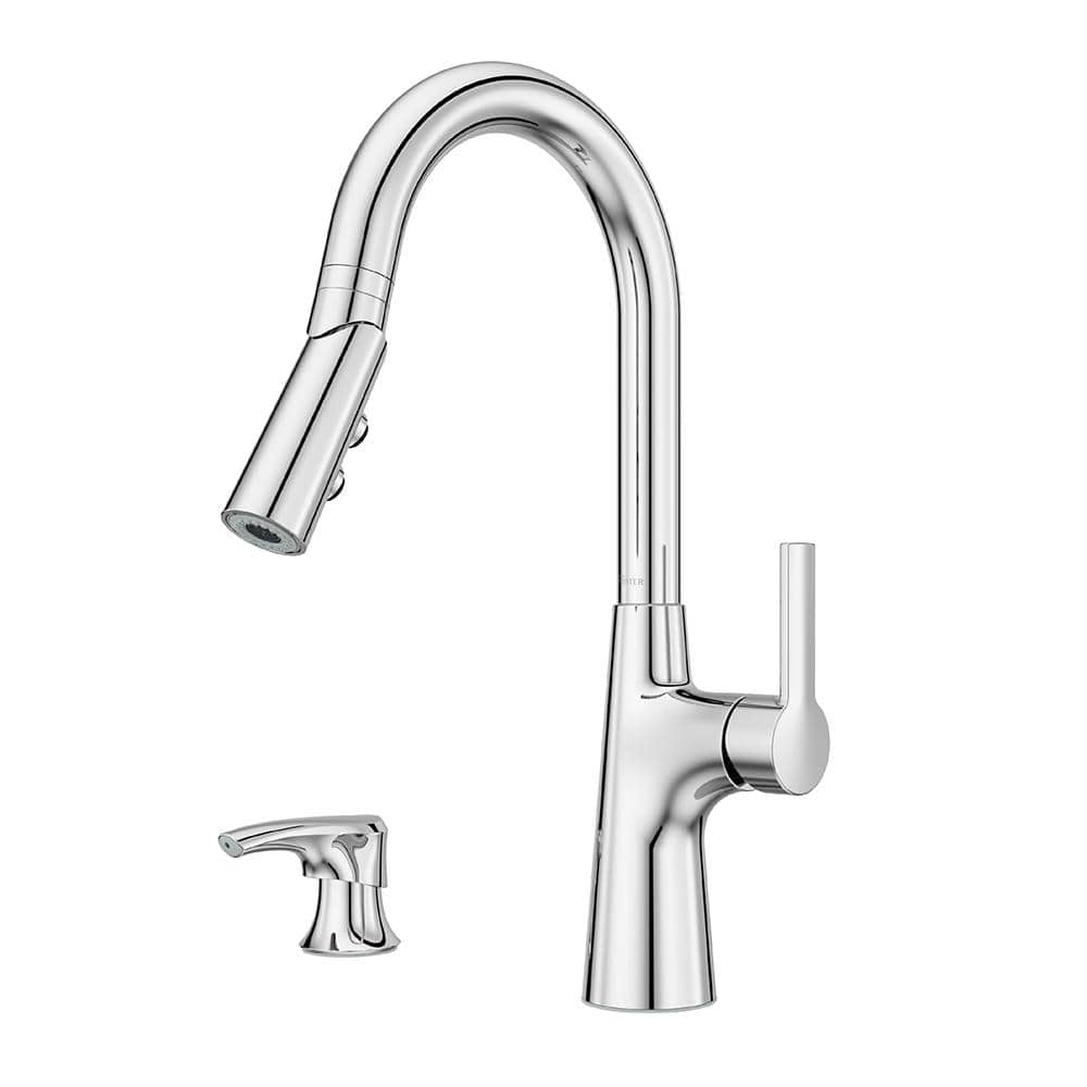 Tasso Polished Chrome Pull-Down Kitchen Faucet with Soap Dispenser