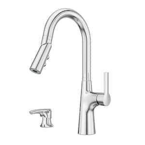 Tasso Single Handle Pull Down Sprayer Kitchen Faucet with HydroBlade Spray in Polsihed Chrome