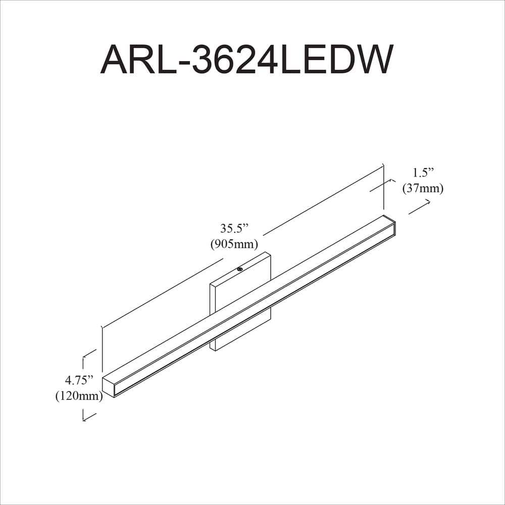 Arandel 35.5" Matte Black LED Wall Vanity Light