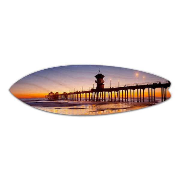 Huntington Beach Pier Wooden Surfboard Decorative Sign by Colossal Images  13x47 in. SDW04 - The Home Depot