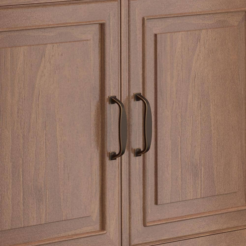 Medium Saddle Brown Solid Wood Office Storage Cabinet with Adjustable Shelving