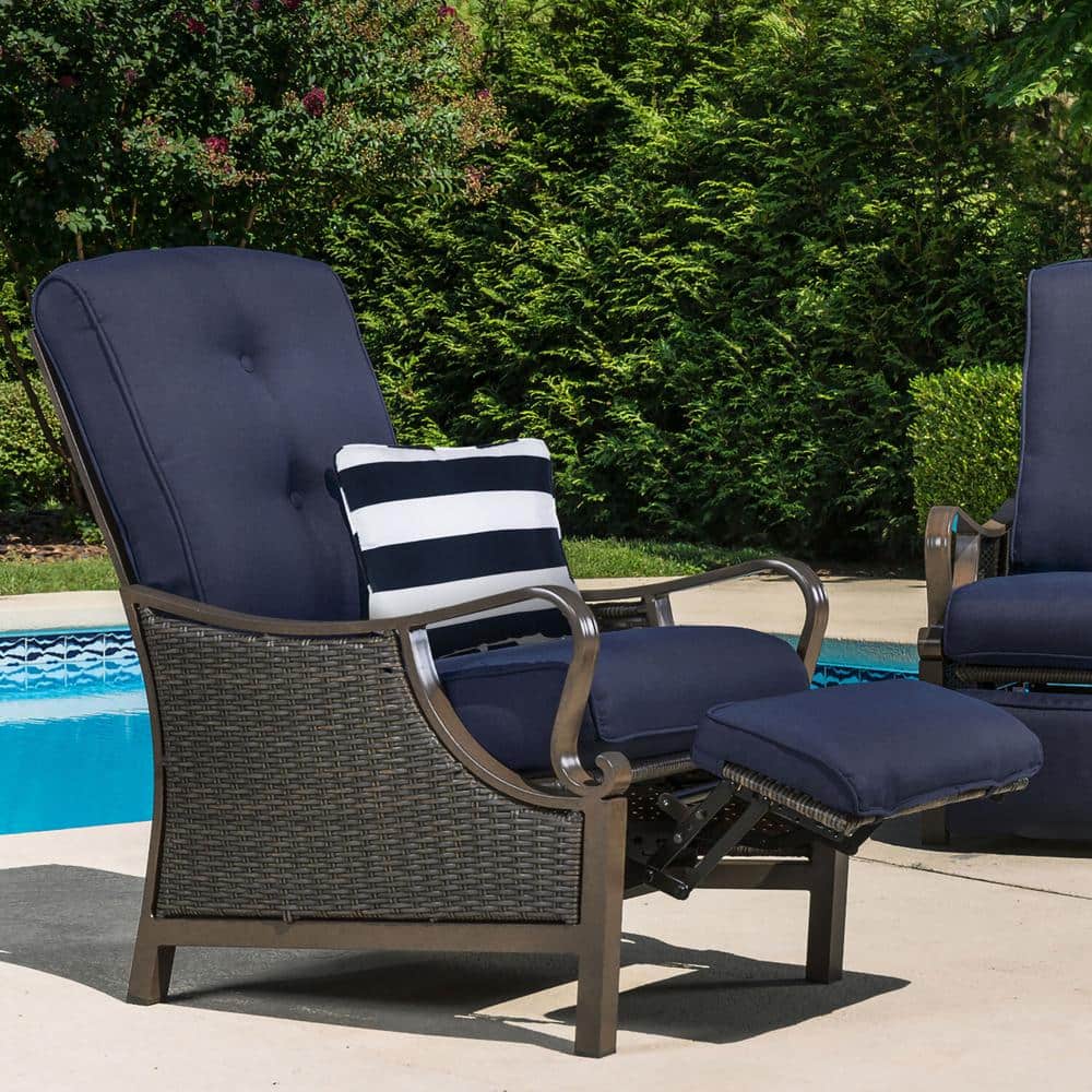 Navy and White Striped 16" Indoor/Outdoor Throw Pillows, Set of 2