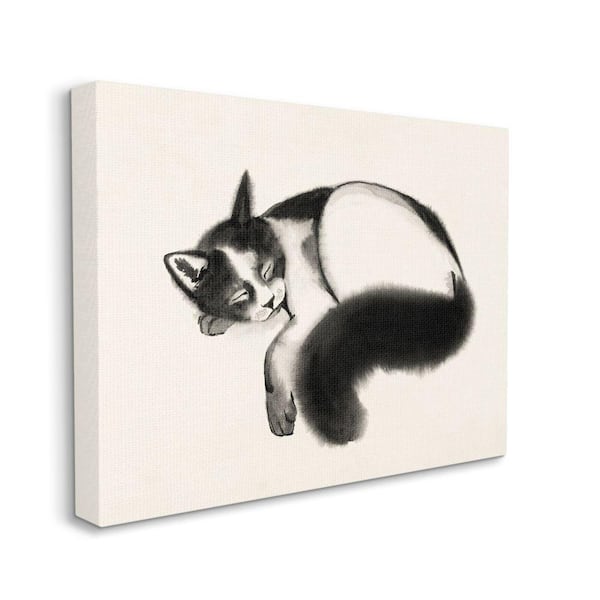 Stupell Industries Relaxed Pet Cat Bushy Black Tail Canvas Wall Art by Grace Popp