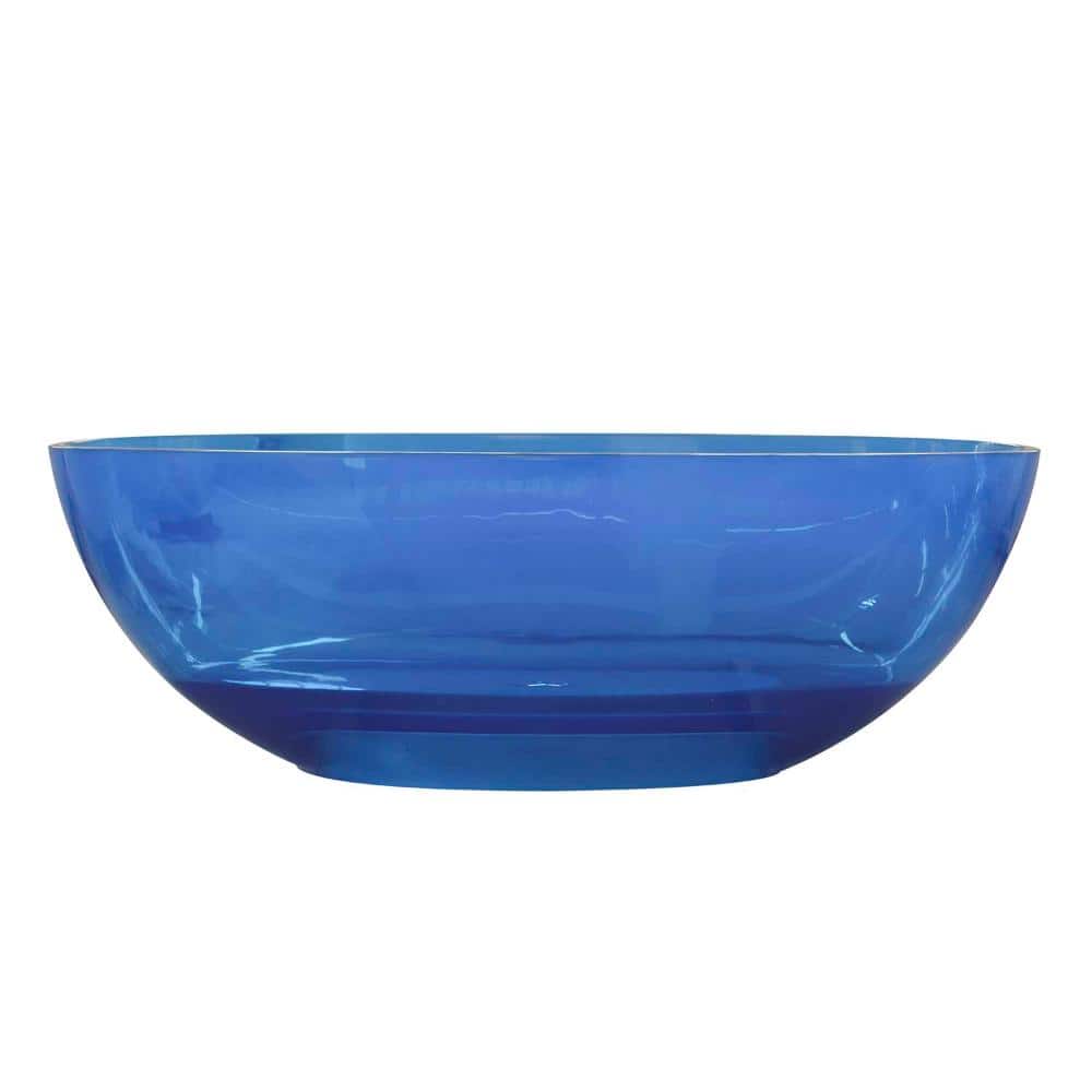 Aurelia 64 in. x 29.6 in. Transparent Blue Oval Solid Surface Freestanding Soaking Bathtub with Modern Sculptural Design price history on PriceWatchPro