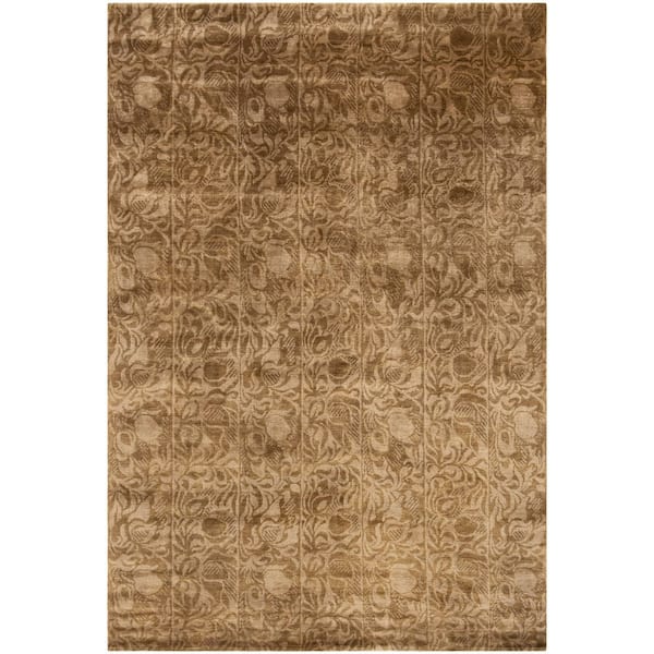 Thomas O'brien 6 ft. x 9 ft. Coco/Beige Vintage Revival Floral Damask Area Rug