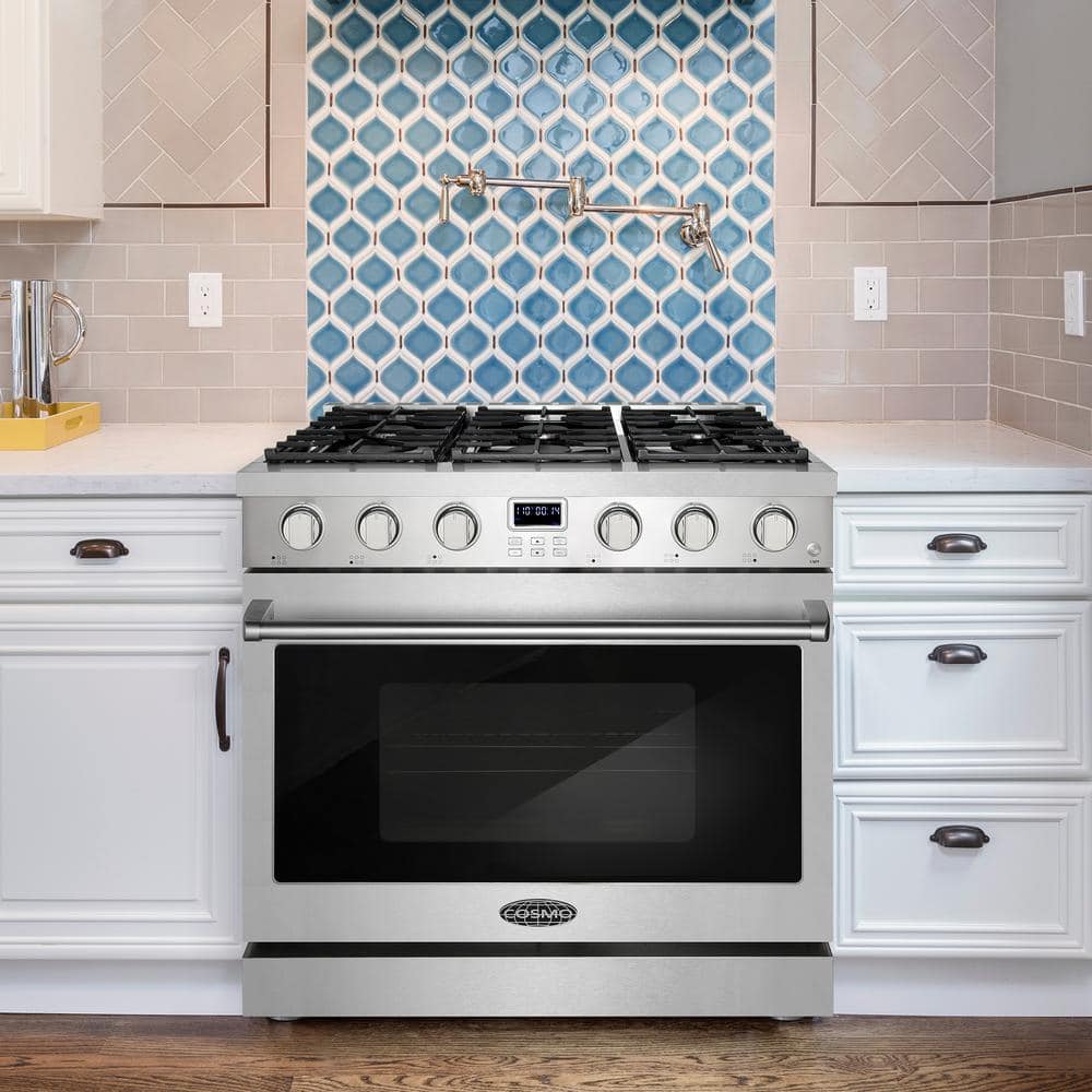 36" Stainless Steel Freestanding Gas Range with Convection Oven