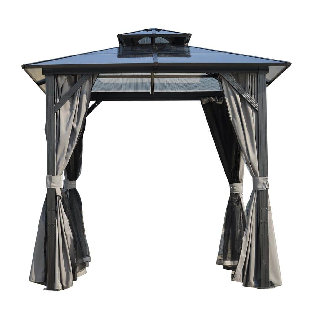 JOYRACER 8 ft. x 8 ft. Hardtop Outdoor Gazebo, Polycarbonate JOYRACER 8 ft. x 8 ft. Hardtop Outdoor Gazebo, Polycarbonate