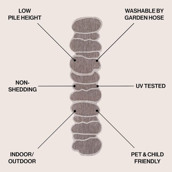 Jasper Modern Rustic Abstract Light Brown/Beige 2 ft. x 8 ft. Indoor/Outdoor Shaped Runner Rug