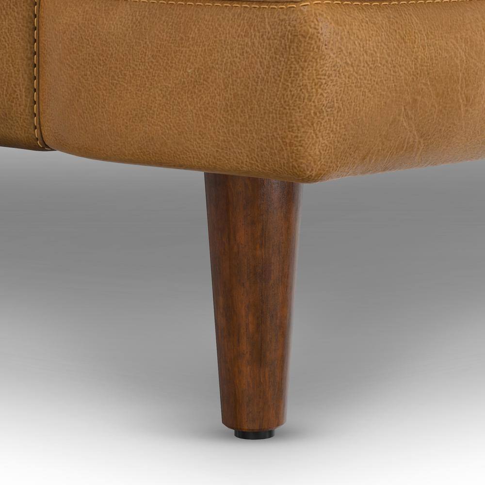 Livingston Sienna Leather 90-Inch Mid-Century Modern Sofa