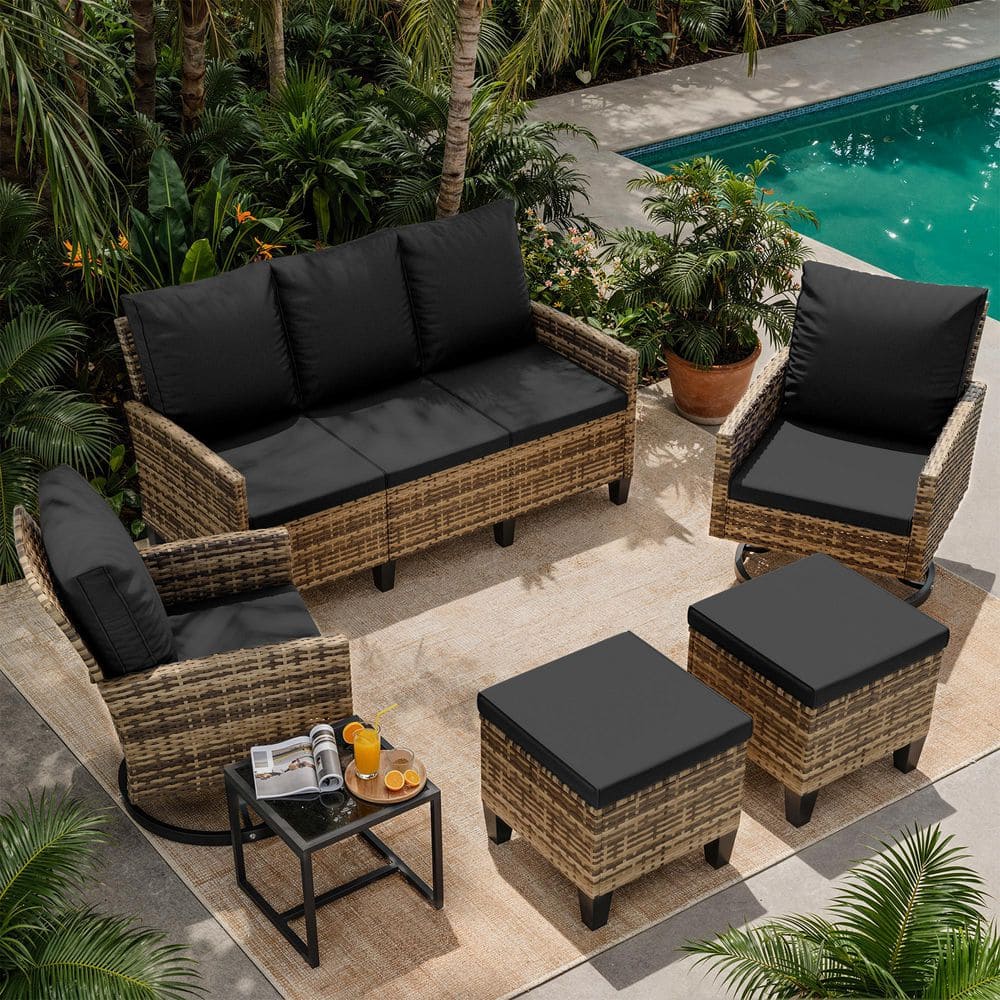 6-Piece Sectional Wicker Patio Conversation Set with Cushions price history on PriceWatchPro
