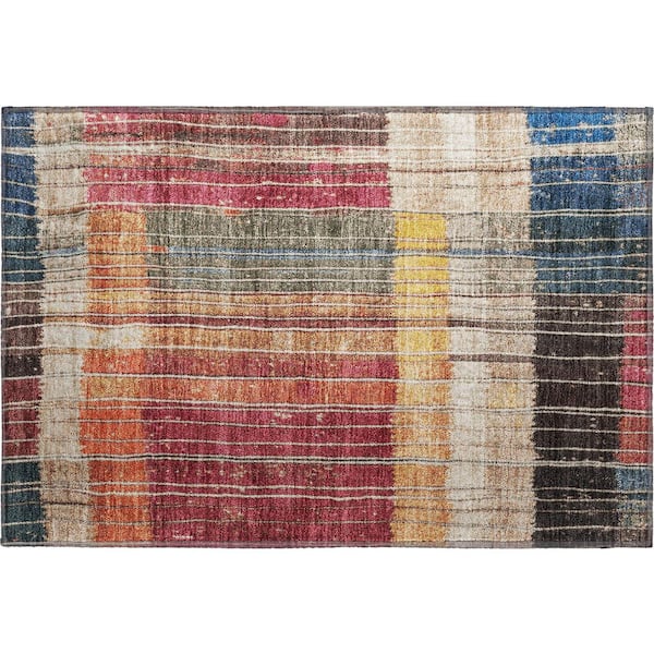 Mayfield Premium Machine Washable Abstract AMF1962 Beige 2 ft. x 3 ft. Accent Rug